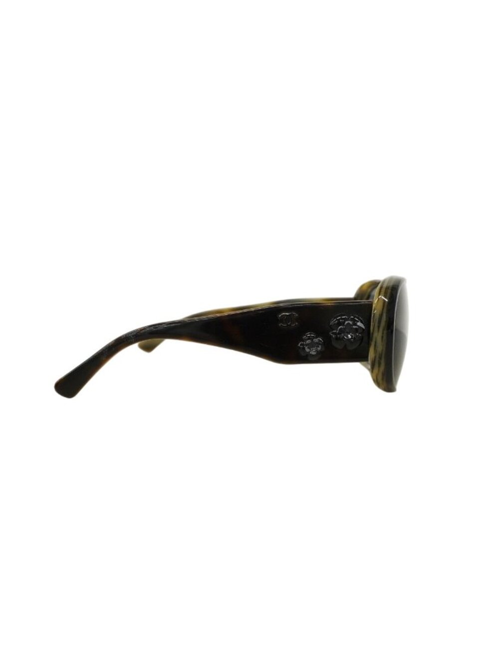 Chanel Sunglasses Camellia Acetate Black Khaki Silver Eyewear - Picture 2 of 8
